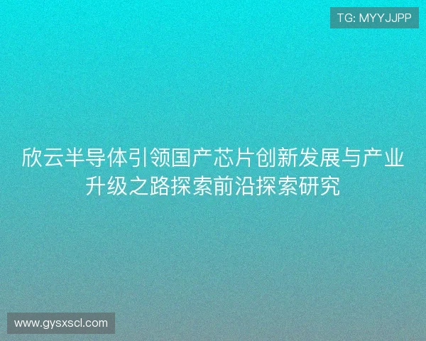 欣云半导体引领国产芯片创新发展与产业升级之路探索前沿探索研究